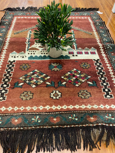 Turkish vintage handmade rug 2’10x3’7