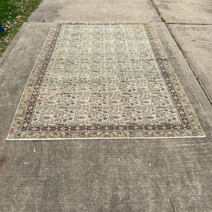 SELEN | Vintage handknotted Neutral Oushak Area rug