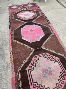 Turkish Nomadic pink Oushak rug 3’6x11’10
