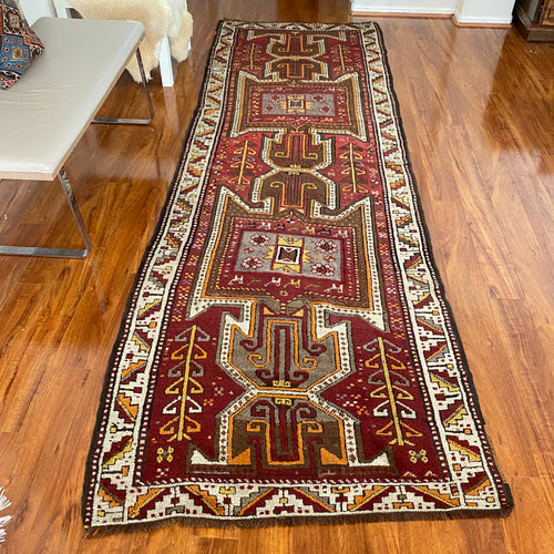 Turkish Vintage Handknotted Rug | 3’6x11’10