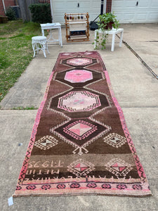 Turkish Nomadic pink Oushak rug 3’6x11’10