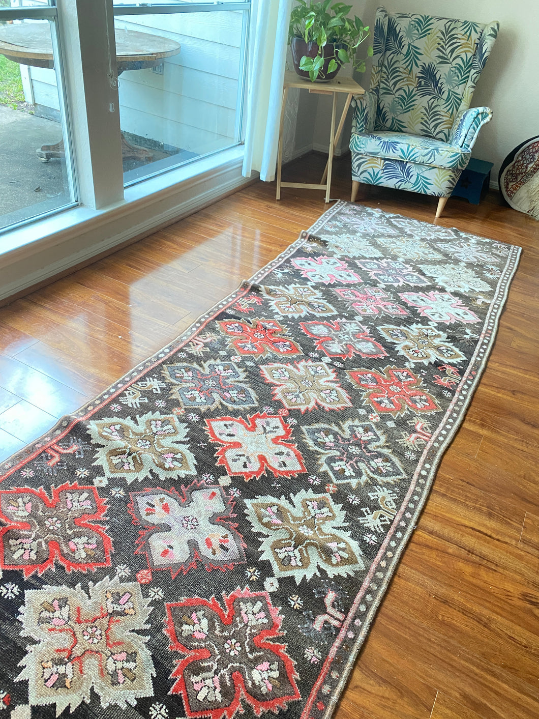 Turkish Vintage Handknotted Rug | 11’9x3’6